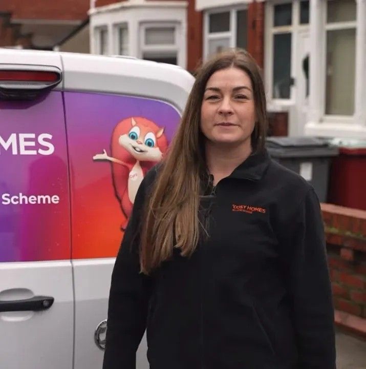 Cosy Homes in Lancashire staff member with van