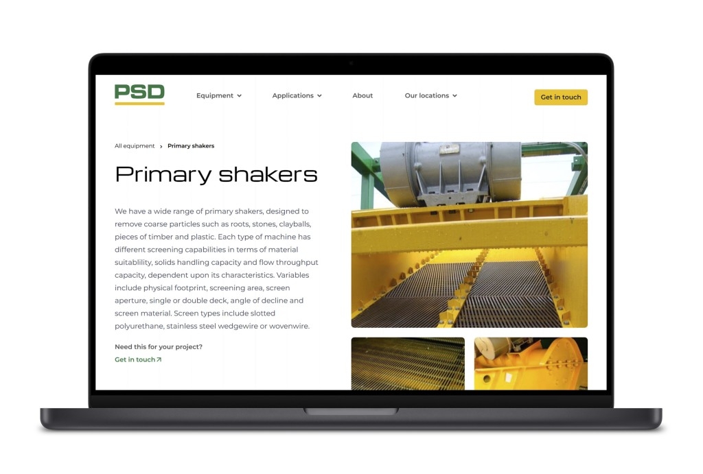 The Primary Shakers page from the PSD website on a laptop