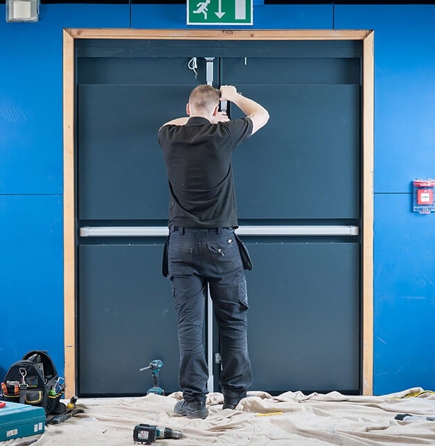 Secure door being fitted