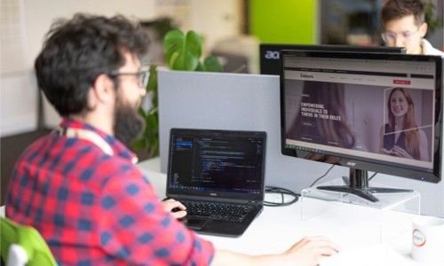 Developer at computer