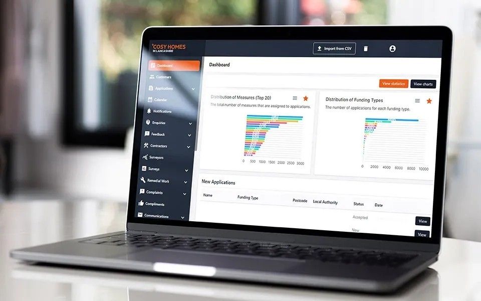 Cosy Homes in Lancashire CRM website on macbook
