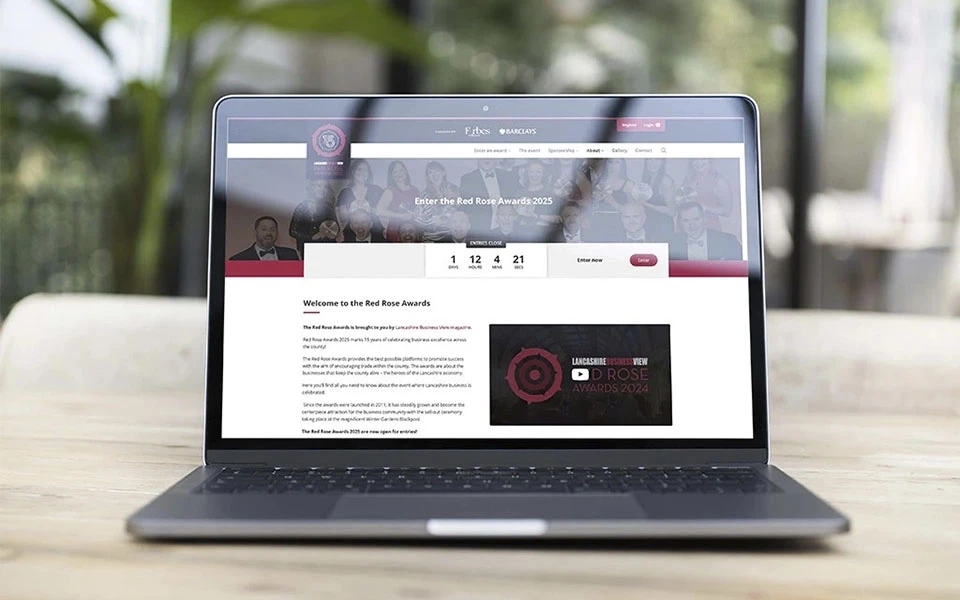 Red Rose Awards website on macbook